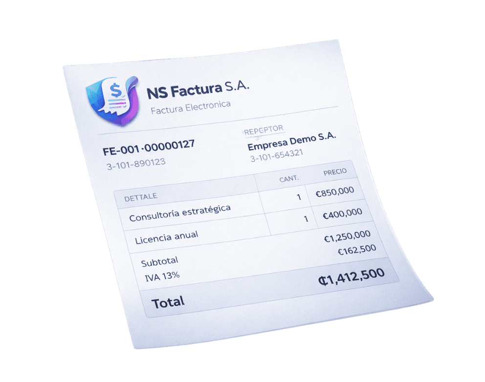 Preview of an electronic invoice generated with NS Factura